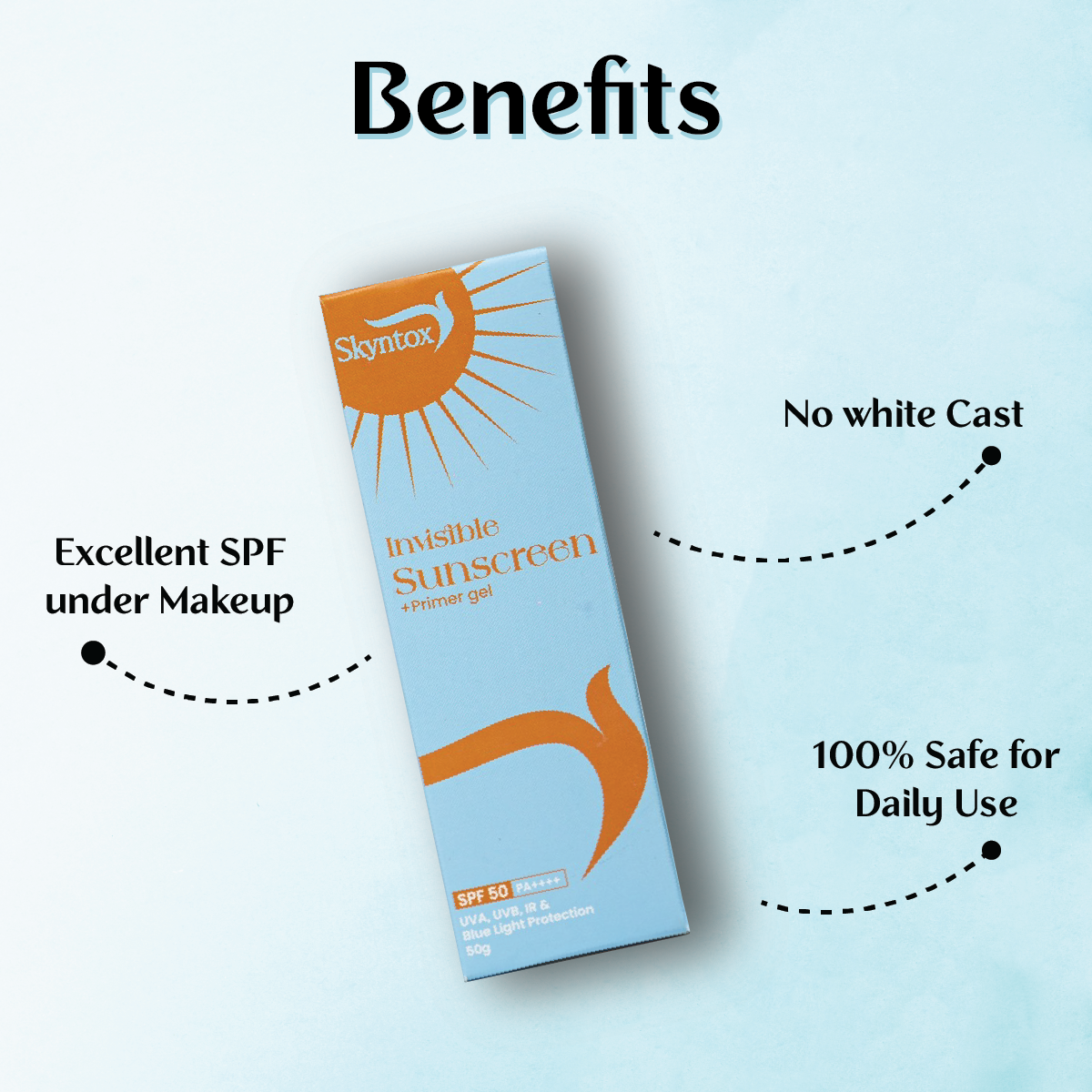 Skyntox Invisible Sunscreen & Primer Gel | SPF 50 PA++++